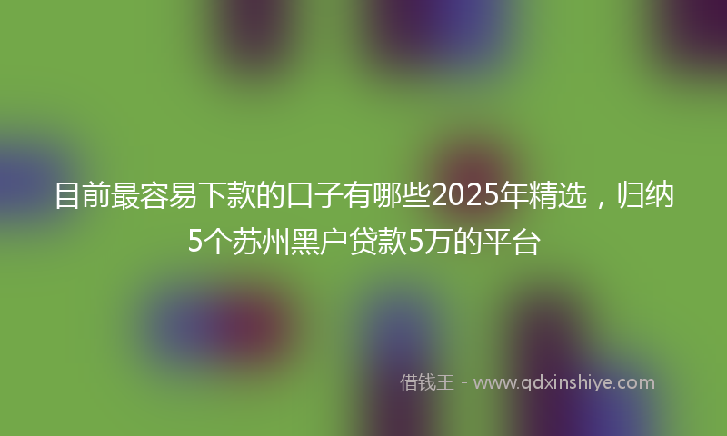 目前最容易下款的口子有哪些2025年精选，归纳5个苏州黑户贷款5万的平台