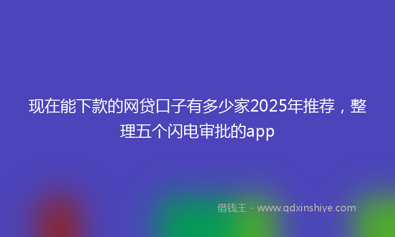 现在能下款的网贷口子有多少家2025年推荐，整理五个闪电审批的app