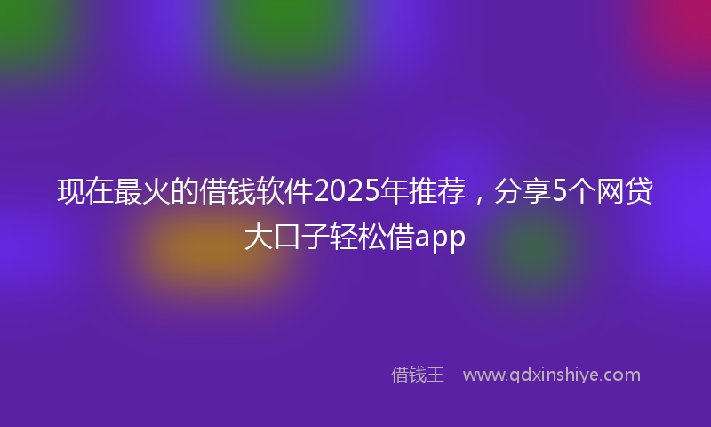 现在最火的借钱软件2025年推荐，分享5个网贷大口子轻松借app