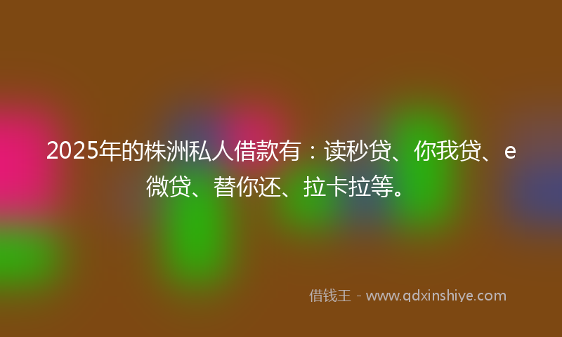2025年的株洲私人借款有：读秒贷、你我贷、e微贷、替你还、拉卡拉等。