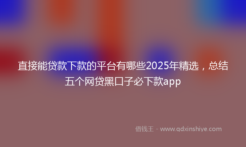 直接能贷款下款的平台有哪些2025年精选，总结五个网贷黑口子必下款app