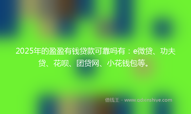 2025年的盈盈有钱贷款可靠吗有：e微贷、功夫贷、花呗、团贷网、小花钱包等。
