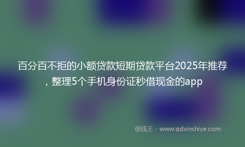 百分百不拒的小额贷款短期贷款平台2025年推荐，整理5个手机身份证秒借现金的app