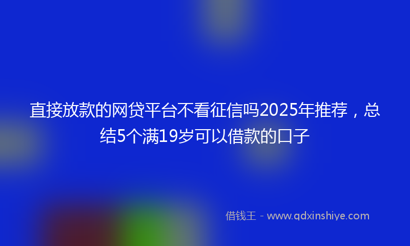 直接放款的网贷平台不看征信吗2025年推荐，总结5个满19岁可以借款的口子