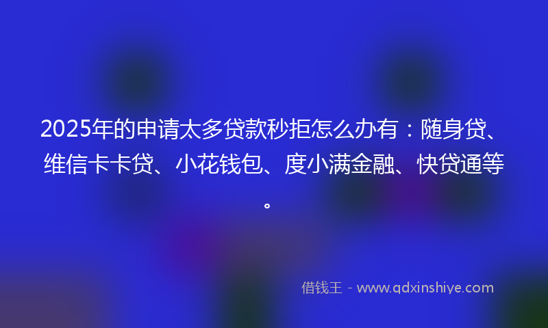 2025年的申请太多贷款秒拒怎么办有：随身贷、维信卡卡贷、小花钱包、度小满金融、快贷通等。