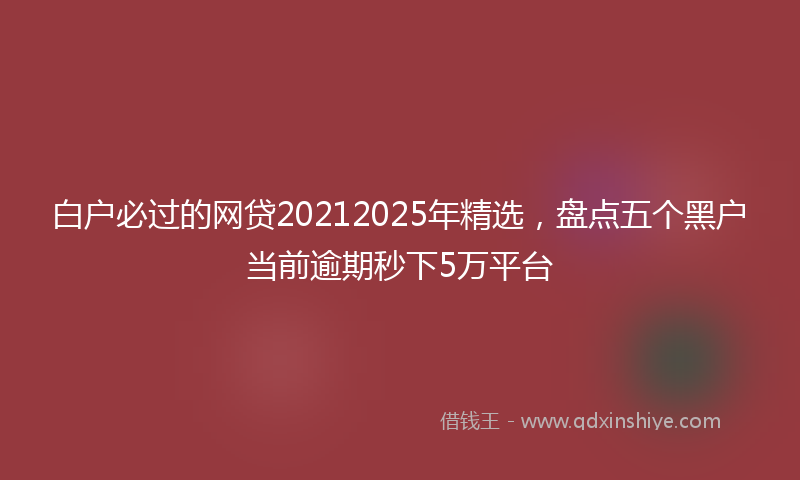 白户必过的网贷20212025年精选，盘点五个黑户当前逾期秒下5万平台