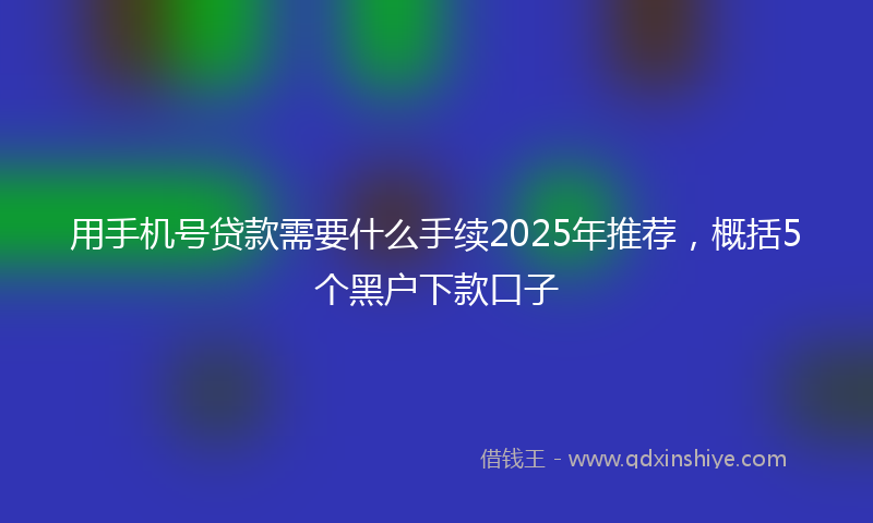用手机号贷款需要什么手续2025年推荐，概括5个黑户下款口子