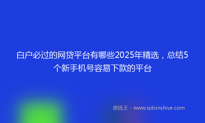 白户必过的网贷平台有哪些2025年精选，总结5个新手机号容易下款的平台