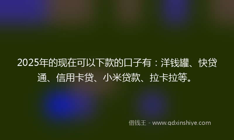 2025年的现在可以下款的口子有：洋钱罐、快贷通、信用卡贷、小米贷款、拉卡拉等。