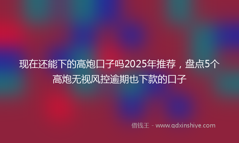 现在还能下的高炮口子吗2025年推荐，盘点5个高炮无视风控逾期也下款的口子