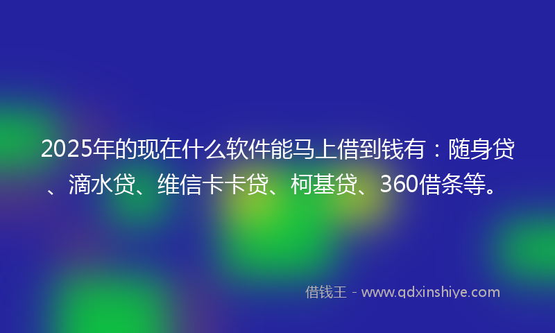 2025年的现在什么软件能马上借到钱有：随身贷、滴水贷、维信卡卡贷、柯基贷、360借条等。