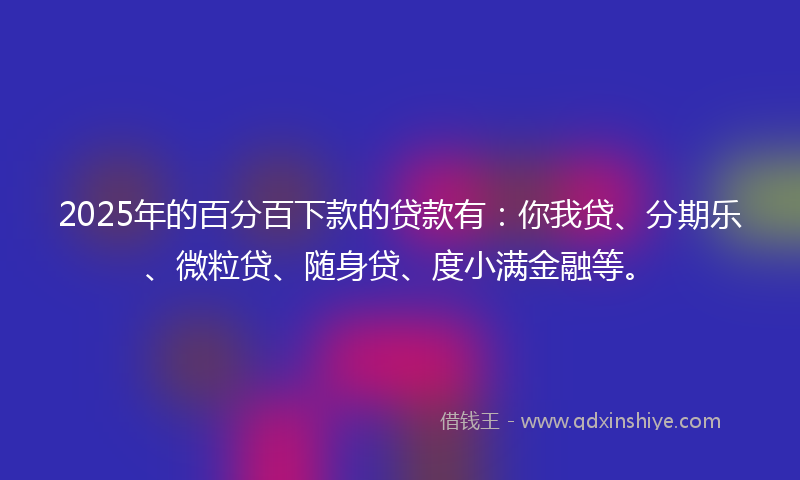 2025年的百分百下款的贷款有：你我贷、分期乐、微粒贷、随身贷、度小满金融等。