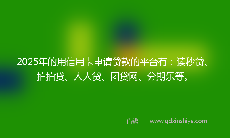 2025年的用信用卡申请贷款的平台有：读秒贷、拍拍贷、人人贷、团贷网、分期乐等。