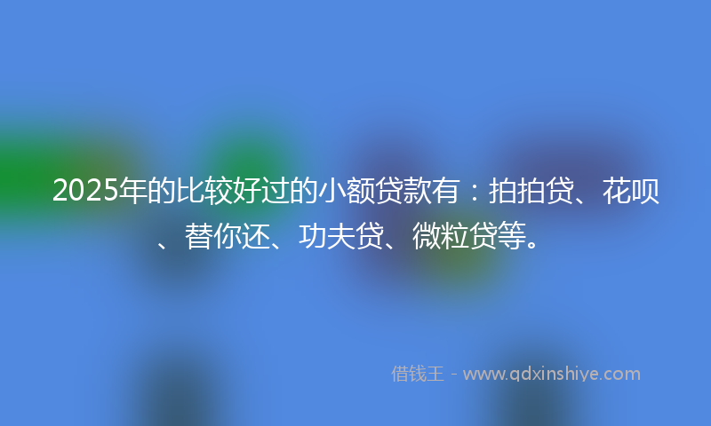 2025年的比较好过的小额贷款有：拍拍贷、花呗、替你还、功夫贷、微粒贷等。
