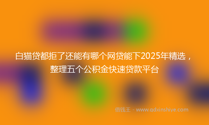 白猫贷都拒了还能有哪个网贷能下2025年精选，整理五个公积金快速贷款平台