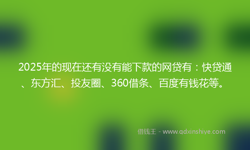2025年的现在还有没有能下款的网贷有:快贷通、东方汇、投友圈、360借条、百度有钱花等。