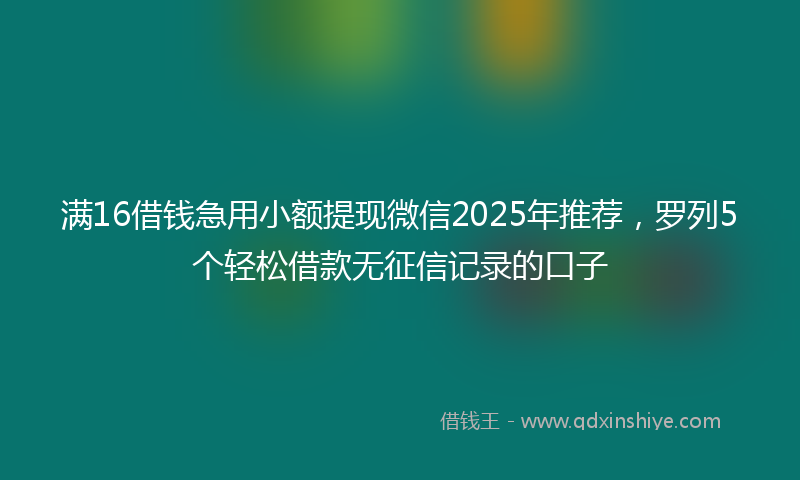 满16借钱急用小额提现微信2025年推荐，罗列5个轻松借款无征信记录的口子