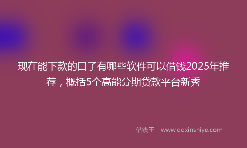 现在能下款的口子有哪些软件可以借钱2025年推荐,概括5个高能分期贷款平台新秀