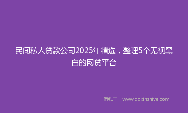 民间私人贷款公司2025年精选，整理5个无视黑白的网贷平台