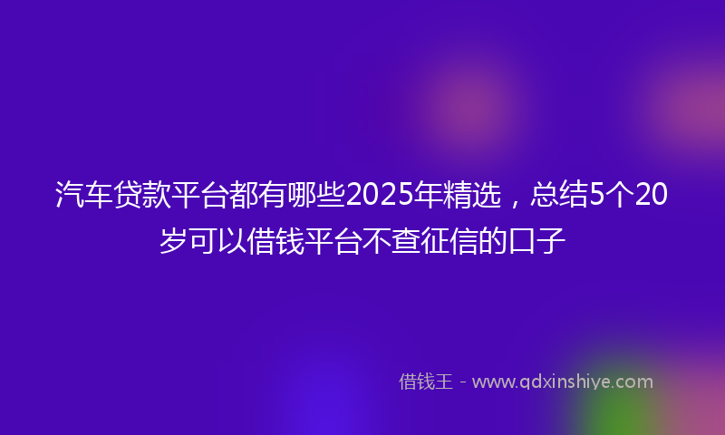 汽车贷款平台都有哪些2025年精选，总结5个20岁可以借钱平台不查征信的口子