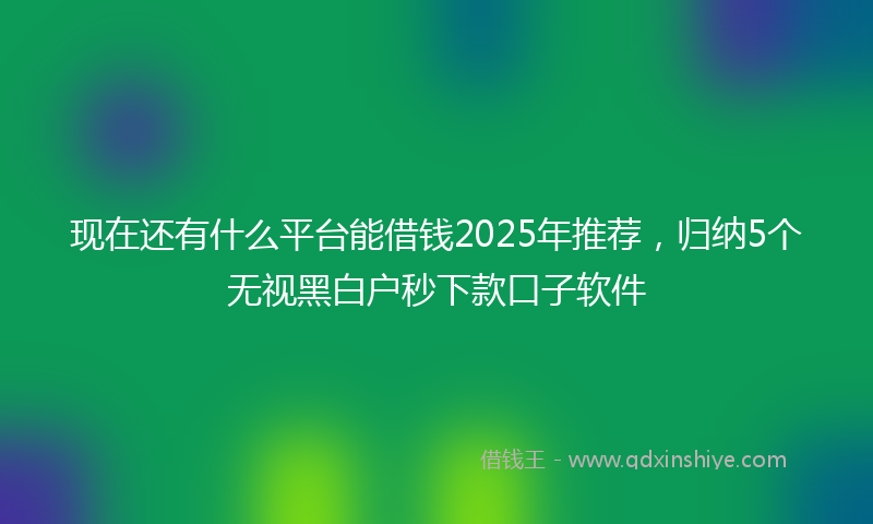 现在还有什么平台能借钱2025年推荐，归纳5个无视黑白户秒下款口子软件