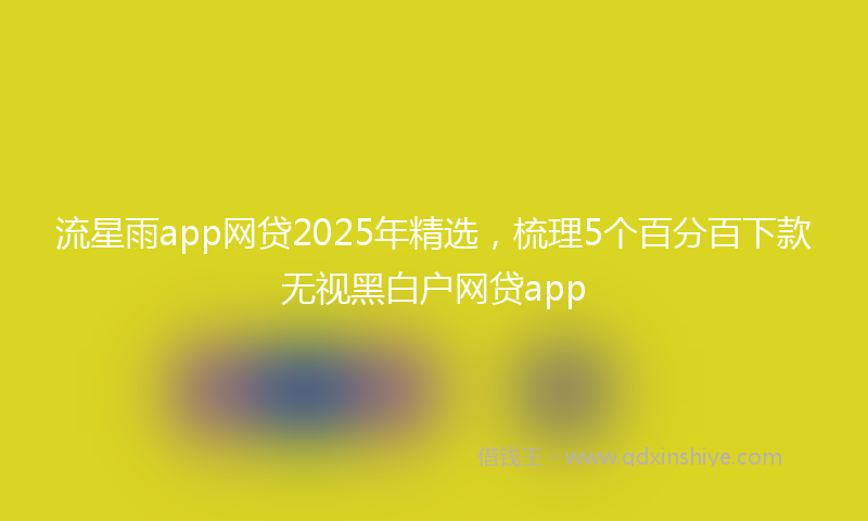 流星雨app网贷2025年精选，梳理5个百分百下款无视黑白户网贷app