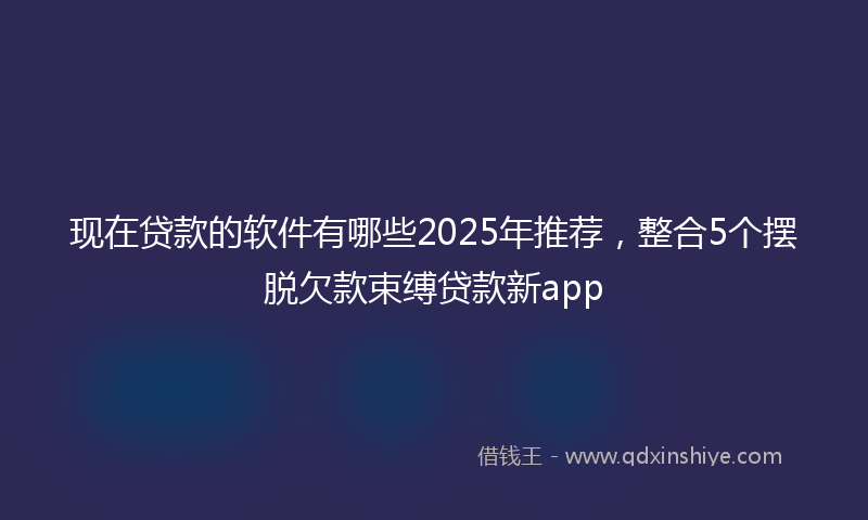 现在贷款的软件有哪些2025年推荐，整合5个摆脱欠款束缚贷款新app
