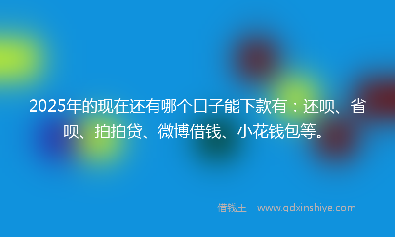 2025年的现在还有哪个口子能下款有：还呗、省呗、拍拍贷、微博借钱、小花钱包等。