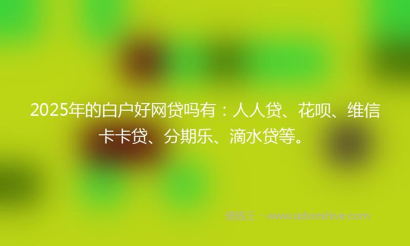 2025年的白户好网贷吗有：人人贷、花呗、维信卡卡贷、分期乐、滴水贷等。