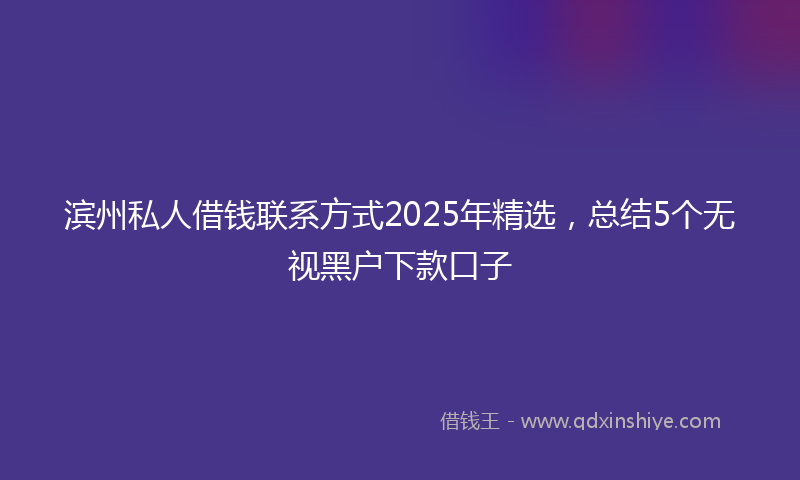 滨州私人借钱联系方式2025年精选，总结5个无视黑户下款口子