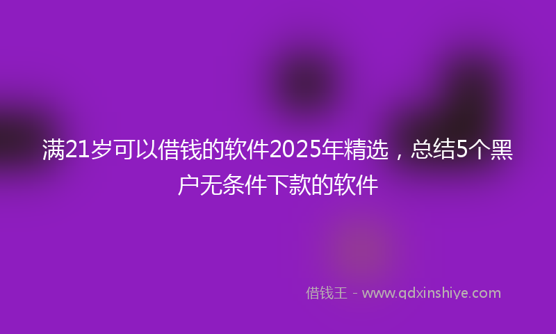 满21岁可以借钱的软件2025年精选，总结5个黑户无条件下款的软件