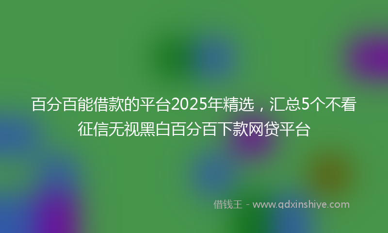 百分百能借款的平台2025年精选，汇总5个不看征信无视黑白百分百下款网贷平台