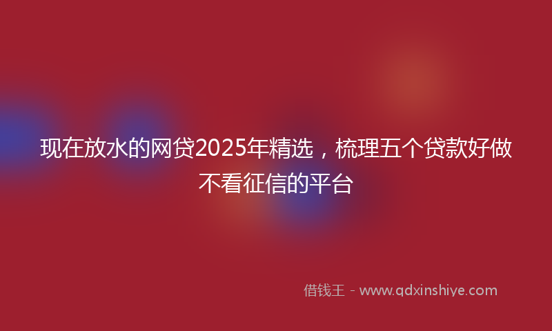 现在放水的网贷2025年精选，梳理五个贷款好做不看征信的平台