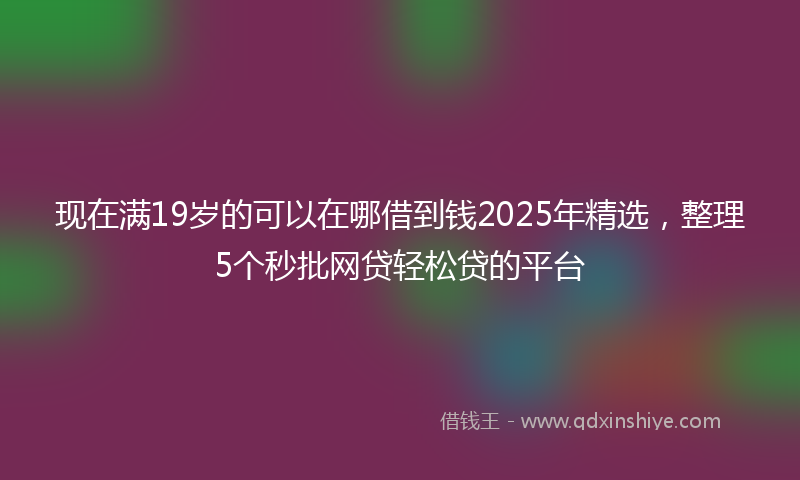 现在满19岁的可以在哪借到钱2025年精选，整理5个秒批网贷轻松贷的平台