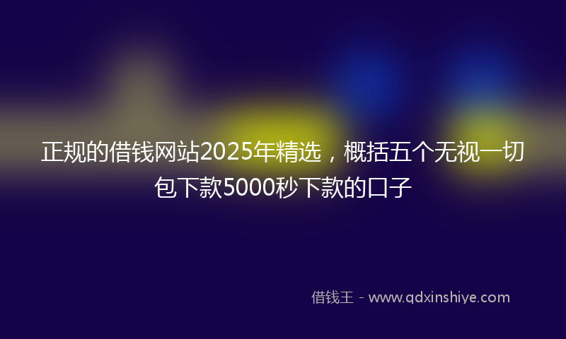 正规的借钱网站2025年精选，概括五个无视一切包下款5000秒下款的口子