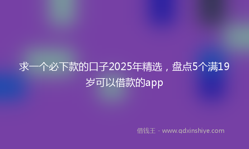 求一个必下款的口子2025年精选，盘点5个满19岁可以借款的app