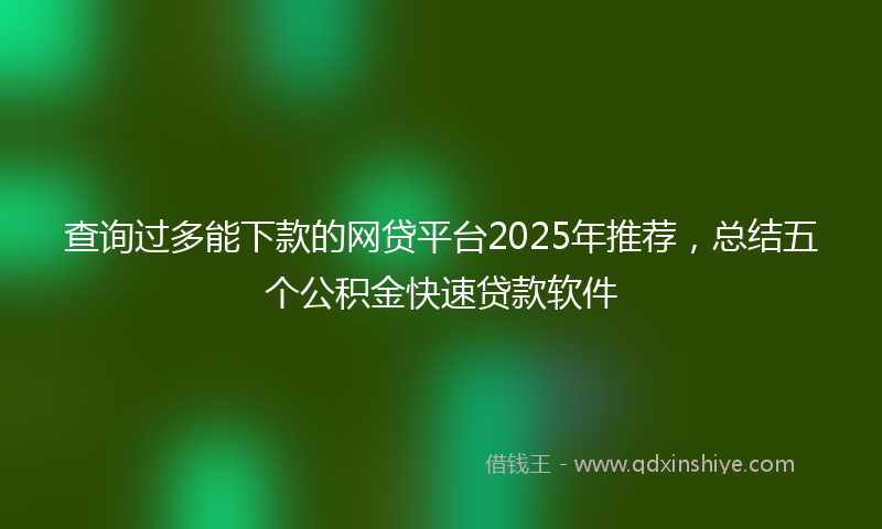 查询过多能下款的网贷平台2025年推荐，总结五个公积金快速贷款软件