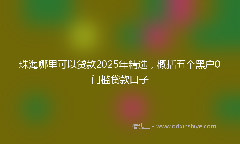 珠海哪里可以贷款2025年精选，概括五个黑户0门槛贷款口子