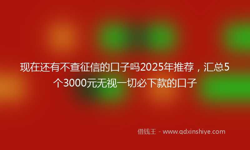 现在还有不查征信的口子吗2025年推荐，汇总5个3000元无视一切必下款的口子