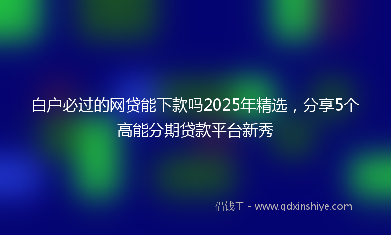 白户必过的网贷能下款吗2025年精选，分享5个高能分期贷款平台新秀