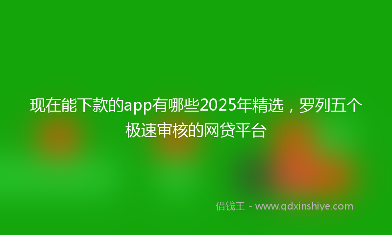 现在能下款的app有哪些2025年精选，罗列五个极速审核的网贷平台