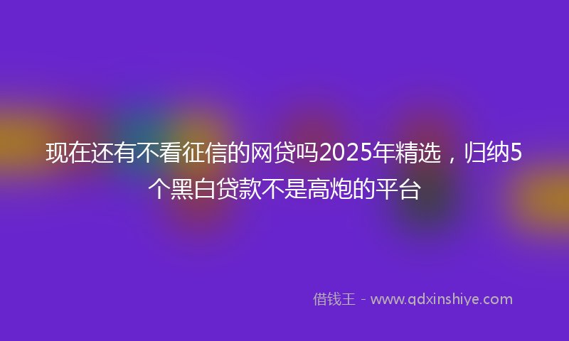 现在还有不看征信的网贷吗2025年精选,归纳5个黑白贷款不是高炮的平台