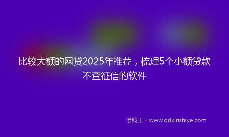 比较大额的网贷2025年推荐，梳理5个小额贷款不查征信的软件