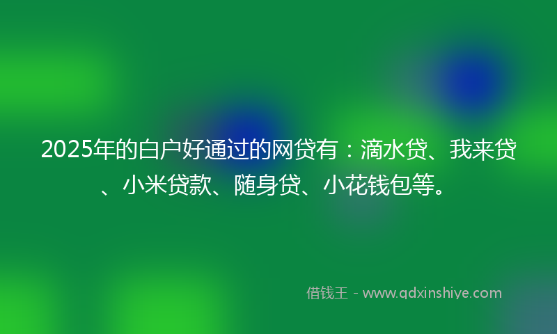 2025年的白户好通过的网贷有：滴水贷、我来贷、小米贷款、随身贷、小花钱包等。
