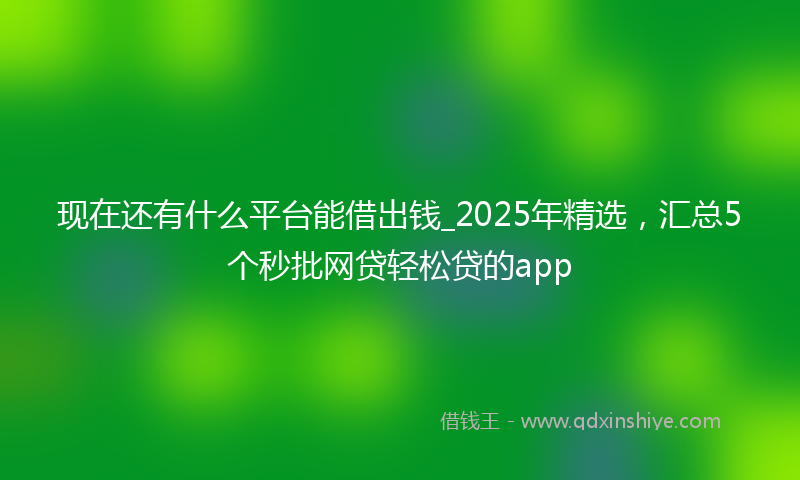现在还有什么平台能借出钱_2025年精选,汇总5个秒批网贷轻松贷的app