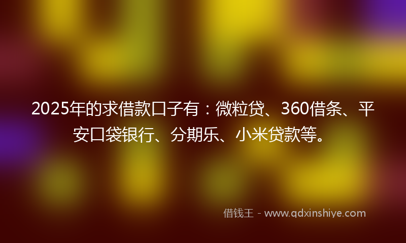 2025年的求借款口子有：微粒贷、360借条、平安口袋银行、分期乐、小米贷款等。