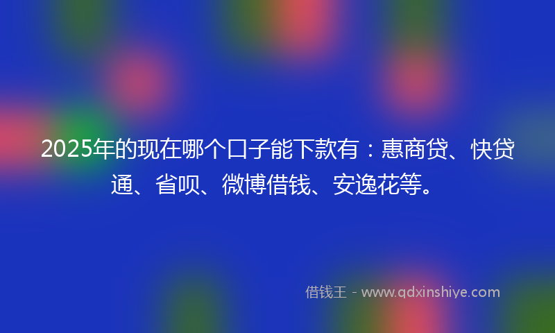 2025年的现在哪个口子能下款有：惠商贷、快贷通、省呗、微博借钱、安逸花等。