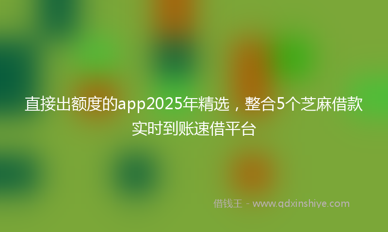 直接出额度的app2025年精选，整合5个芝麻借款实时到账速借平台