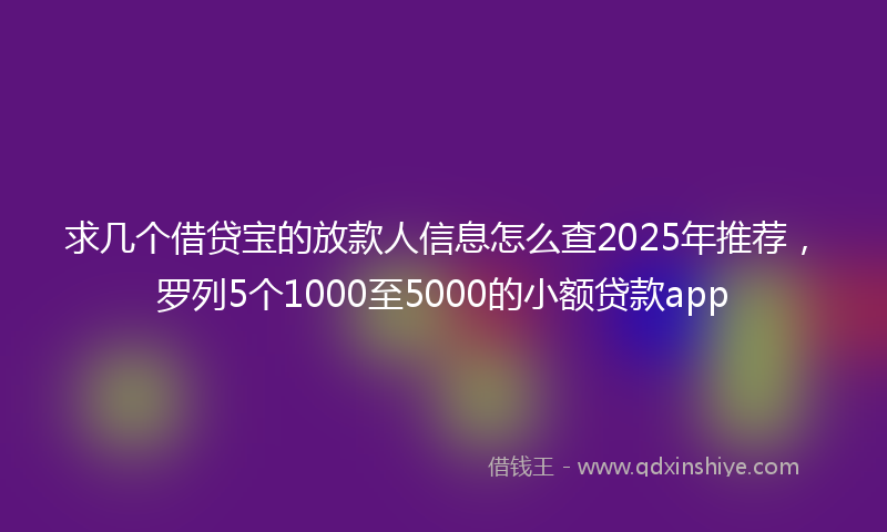 求几个借贷宝的放款人信息怎么查2025年推荐，罗列5个1000至5000的小额贷款app