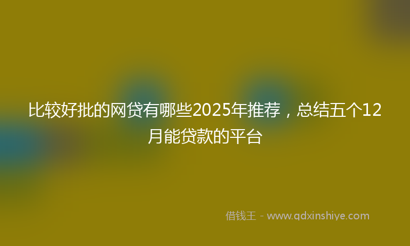 比较好批的网贷有哪些2025年推荐，总结五个12月能贷款的平台